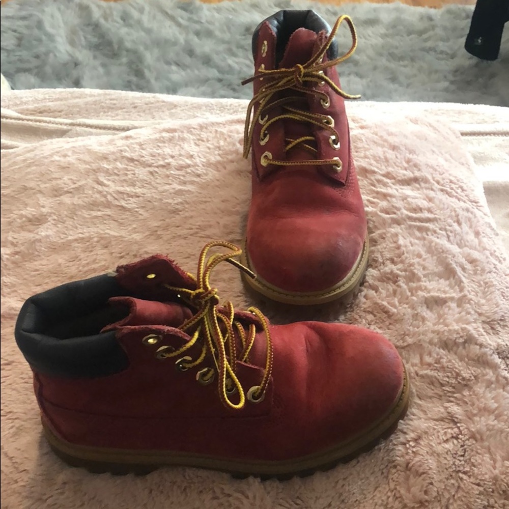 Red Timberland boots